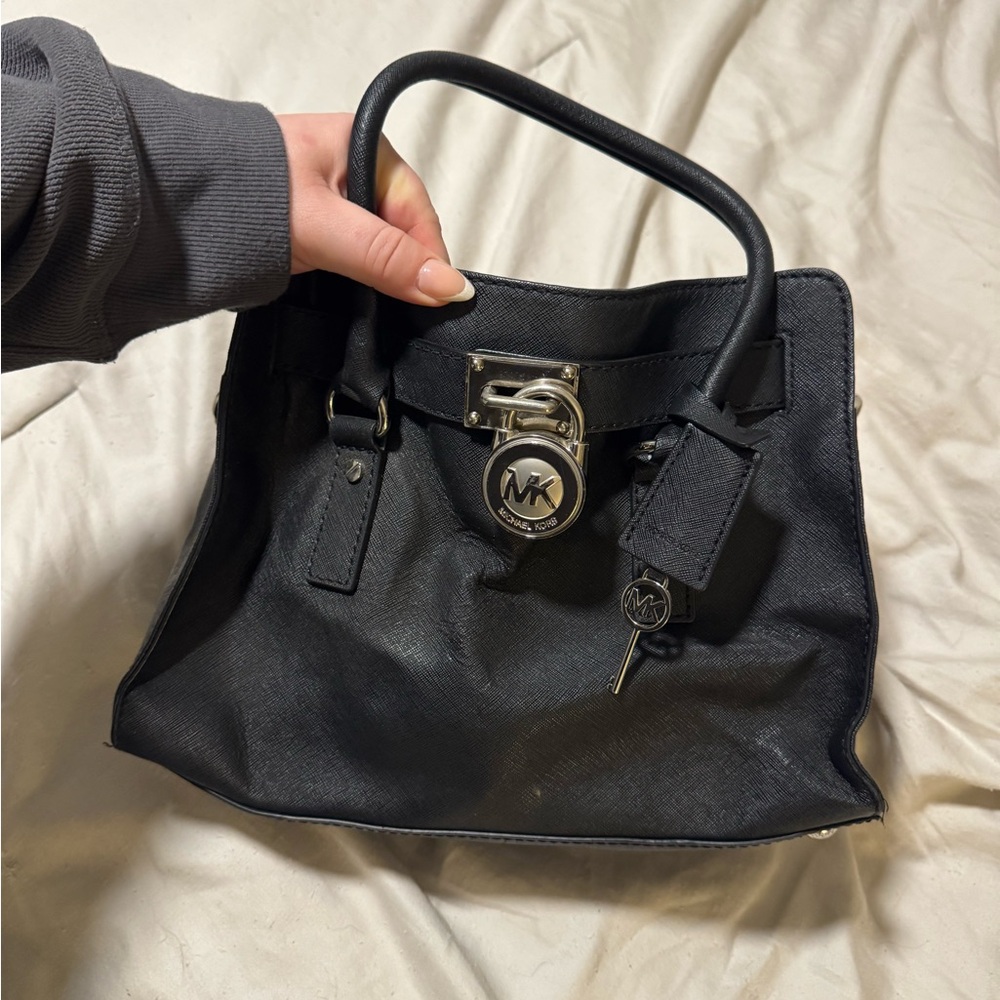 Michael Kors Black Satchel with Silver Accents